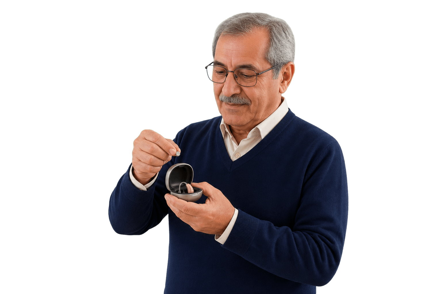 İşitme cihazının pilini değiştiren kullanıcı